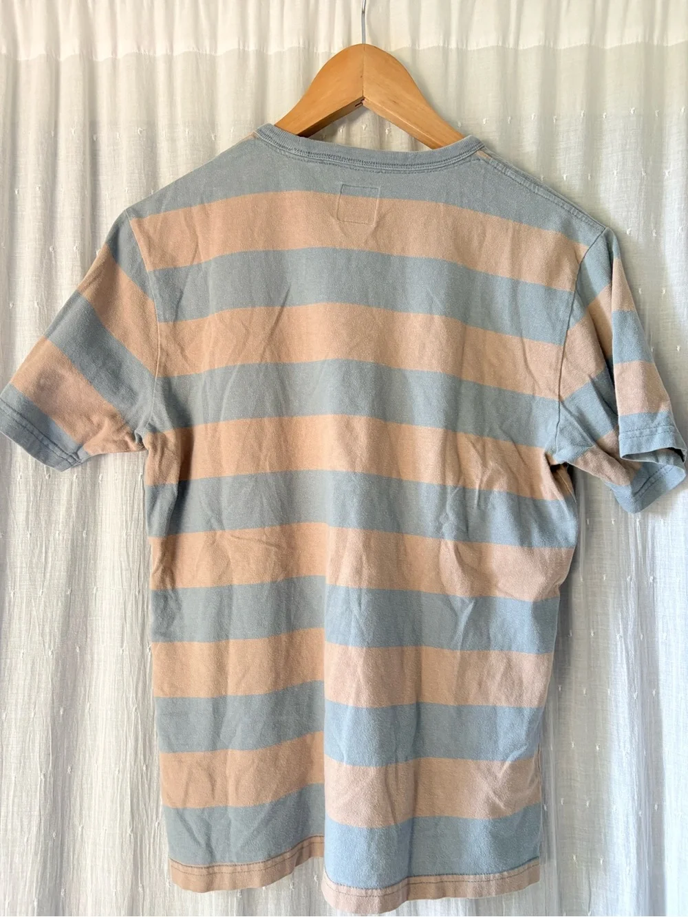 Vans Beige & Light Blue Striped Crew Tee